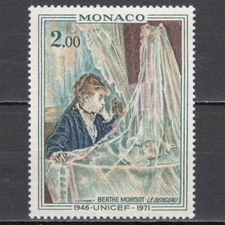 Марка. Монако 1972 год. Картина "Колыбель" импрессионистки Берты Моризо. 25-летие ЮНИСЕФ. 