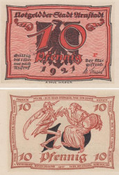 Бона. Германия. Арнштадт 10 пфеннигов 1921 год. Серия r. Нотгельд. (XF)