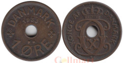 Дания. 1 эре 1933 год. Король Кристиан X.