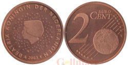 Нидерланды. 2 евроцента 2003 год.