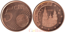 Испания. 5 евроцентов 2001 год.