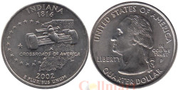 США. 25 центов 2002 год. Квотер штата Индиана. (P)