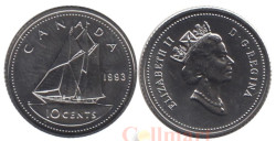 Канада. 10 центов 1993 год. Парусник. (UNC)
