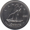  Канада. 10 центов 1993 год. Парусник. (UNC) 