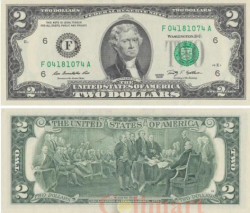 Бона. США 2 доллара 2009 год. Томас Джефферсон. (F - Атланта, Джорджия) (AU)