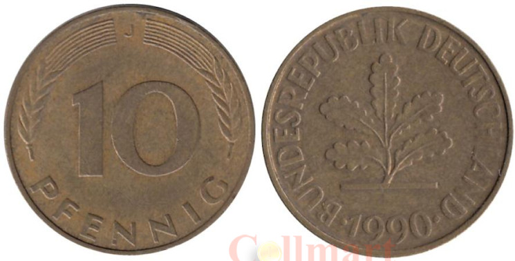  ФРГ. 10 пфеннигов 1990 год. (J) 