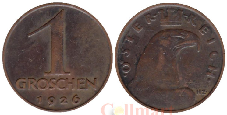  Австрия. 1 грош 1926 год. Орел. 
