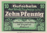 Бона. Германия. Фрайбург 10 пфеннигов 1920 год. Нотгельд. (XF) 