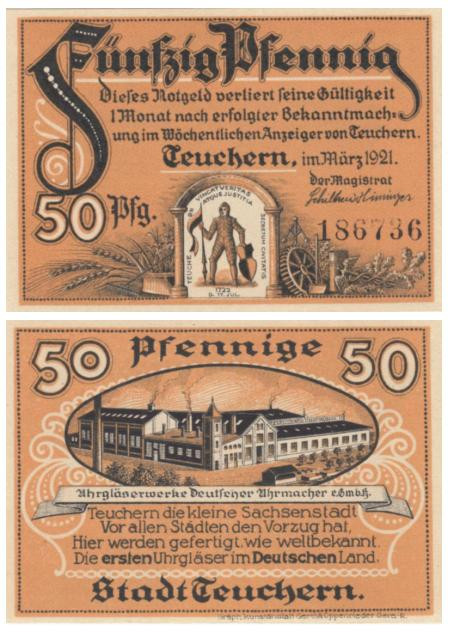  Бона. Германия. Тойхерн 50 пфеннигов 1921 год. Нотгельд. (XF) 