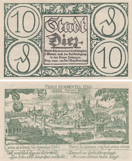  Бона. Германия. Диц 10 пфеннигов 1920 год. Нотгельд. (XF) 