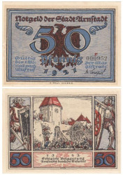 Бона. Германия. Арнштадт 50 пфеннигов 1921 год. Историческая серия (литера r). Нотгельд. (VF) 