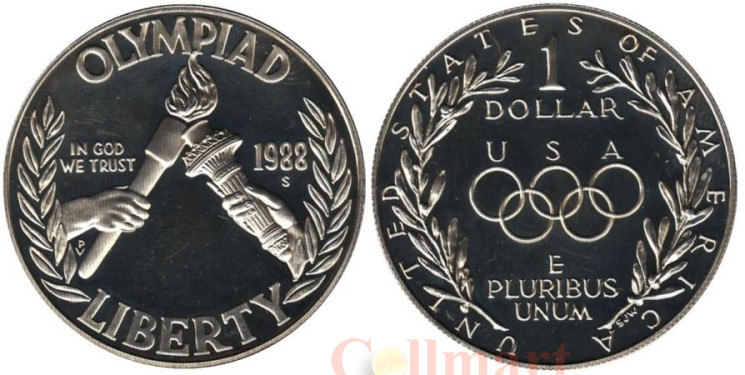  США. 1 доллар 1988 год. XXIV летние Олимпийские Игры, Сеул 1988. (S) 