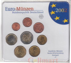 Германия. Годовой набор евро монет 2002 года в банковской запайке. (F)