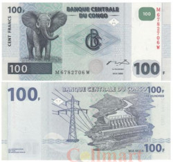 Бона. Конго (ДРК) 100 франков 2000 год. Слон. (Пресс)