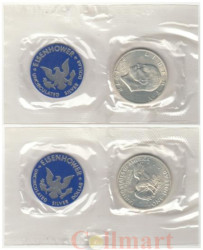 США. 1 доллар 1972 год. Эйзенхауэр. (S) (в запайке с жетоном)