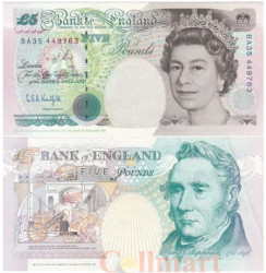 Бона. Великобритания 5 фунтов 1990 (1990-2002) год. Джордж Стефенсон. (XF) Бона. Великобритания 5 фунтов 1990 (1990-2002) год. Джордж Стефенсон. (XF)