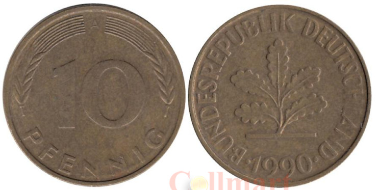  ФРГ. 10 пфеннигов 1990 год. (A) 