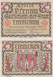 Бона. Германия. Эммерих-ам-Райн 25 пфеннигов 1920 год. Нотгельд. (VF)