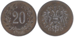 Австрия. 20 геллеров 1916 год.