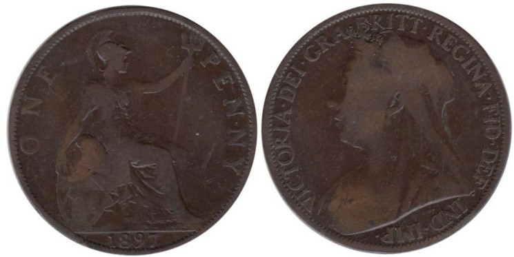  Великобритания. 1 пенни 1897 год. 