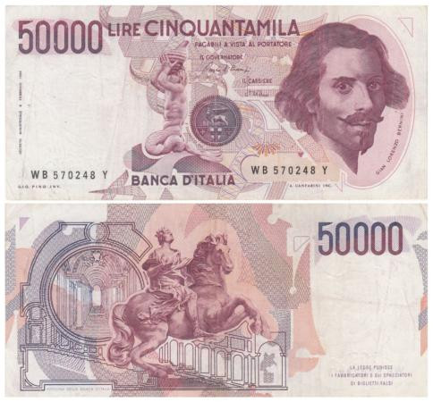  Бона. Италия 50000 лир 1984 год. Лоренцо Бернини. (VF) 