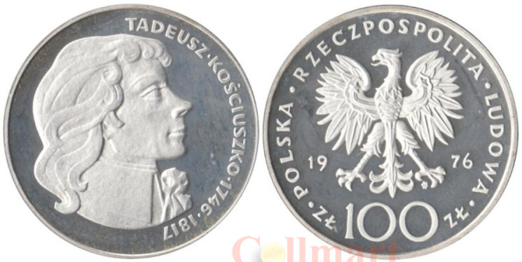  Польша. 100 злотых 1976 год. 230 лет со дня рождения Тадеуша Костюшко. 
