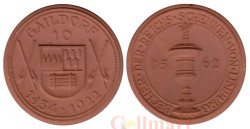 Германия. Гайльдорф. 10 марок 1922 год. Кубок из Лимпурга. Нотгельд, керамика.