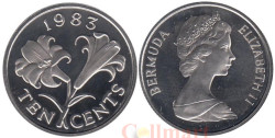 Бермудские острова. 10 центов 1983 год. Бермудская лилия. (Proof)