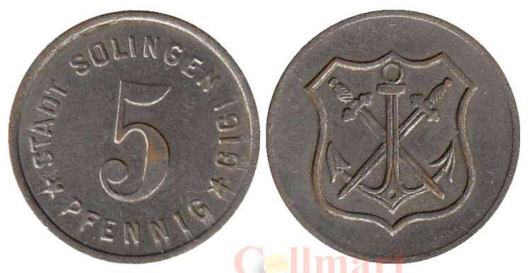  Германия. Золинген. 5 пфеннигов 1919 год. Нотгельд. 