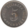  Германия. Золинген. 5 пфеннигов 1919 год. Нотгельд. 