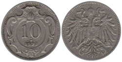 Австрия. 10 геллеров 1893 год.
