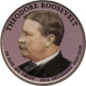  США. 1 доллар 2013 год. 26-й президент Теодор Рузвельт (1901–1909). цветное покрытие. 