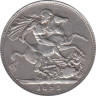  Великобритания. 1 крона 1893 год. Королева Виктория. Дата на гурте LVI. 