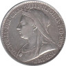  Великобритания. 1 крона 1893 год. Королева Виктория. Дата на гурте LVI. 