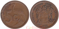 ЮАР. 5 центов 1991 год. Африканская красавка.