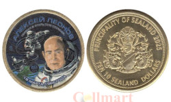 Памятный жетон. Силенд. 10 долларов 2025 год. История Российской космонавтики - Алексей Леонов. (цветное покрытие)