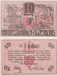 Бона. Германия. Ольденбург 10 пфеннигов 1918 год. Нотгельд. (XF)