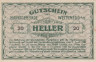  Бона. Австрия. Вайтенегг 20 геллеров 1920 год. Нотгельд. (XF) 