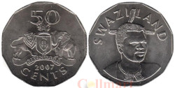 Свазиленд. 50 центов 2007 год. Король Мсвати III.