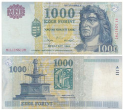 Бона. Венгрия 1000 форинтов 2000 год. Король Матьяш I. (VF)
