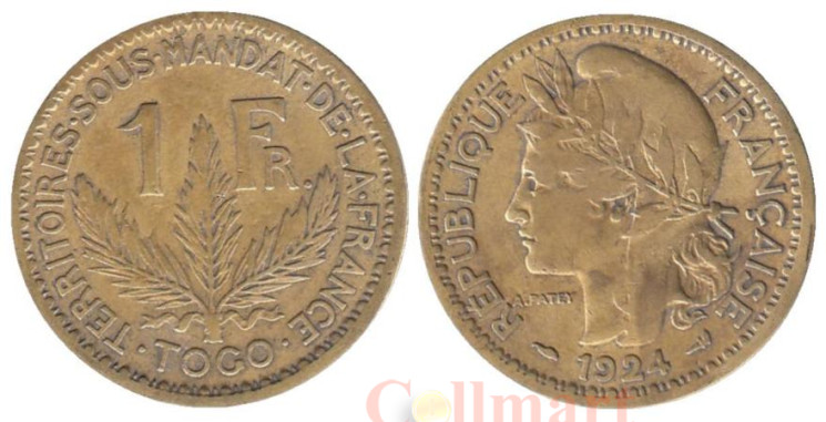  Того. 1 франк 1924 год. Марианна. 