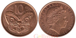 Новая Зеландия. 10 центов 2006 год. Маска Маори. (коричневый цвет)