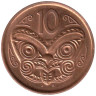  Новая Зеландия. 10 центов 2006 год. Маска Маори. (коричневый цвет) 