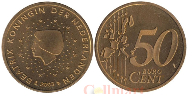  Нидерланды. 50 евроцентов 2003 год. 