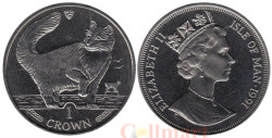 Остров Мэн. 1 крона 1991 год. Кошки - Норвежская лесная кошка.