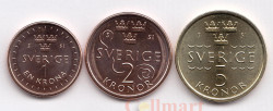 Швеция. Набор монет 2016 год. (3 штуки нового образца)