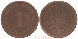 Германская империя. 1 пфенниг 1876 год. (D)