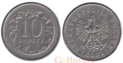 Польша. 10 грошей 2001 год. Герб.