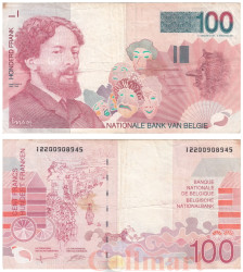 Бона. Бельгия 100 франков 1995-2001 год. Джеймс Энсор. (F-VF)
