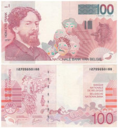 Бона. Бельгия 100 франков 1995-2001 год. Джеймс Энсор. (VF)
